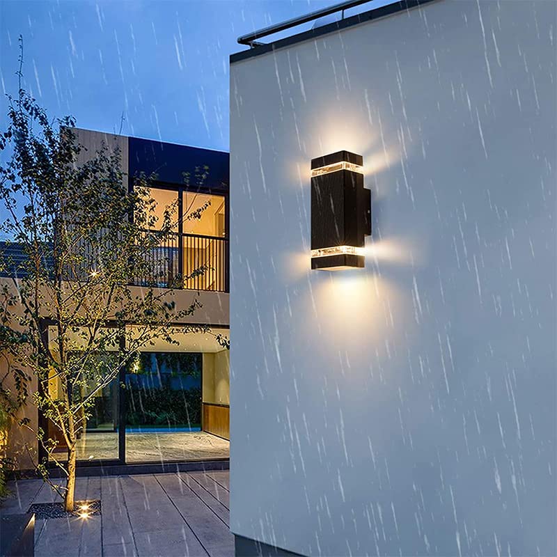 APPLIQUE DA PARETE IMPERMEABILE LED RETTANGOLARE NERO STILE MODERNO DA 16W POSSIBILITA' DI INSTALLAZIONE PER INTERNI ED ESTERNI LUCE FREDDA (6000K) [Classe di risparmio energetico A