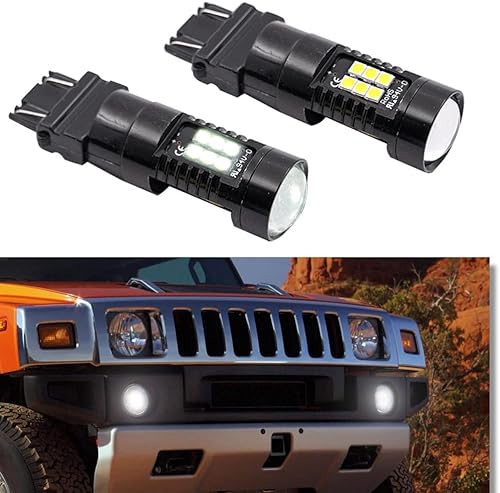 Miniatura 3 de NJSBYL H2 LED diurna Correr Lámparas para H-ummer H2 2003 2004 2005 2006 2007 2008 2009 DRL Posición Bombillas 21 SMD Chipsets 1200 Lúmenes Xenón