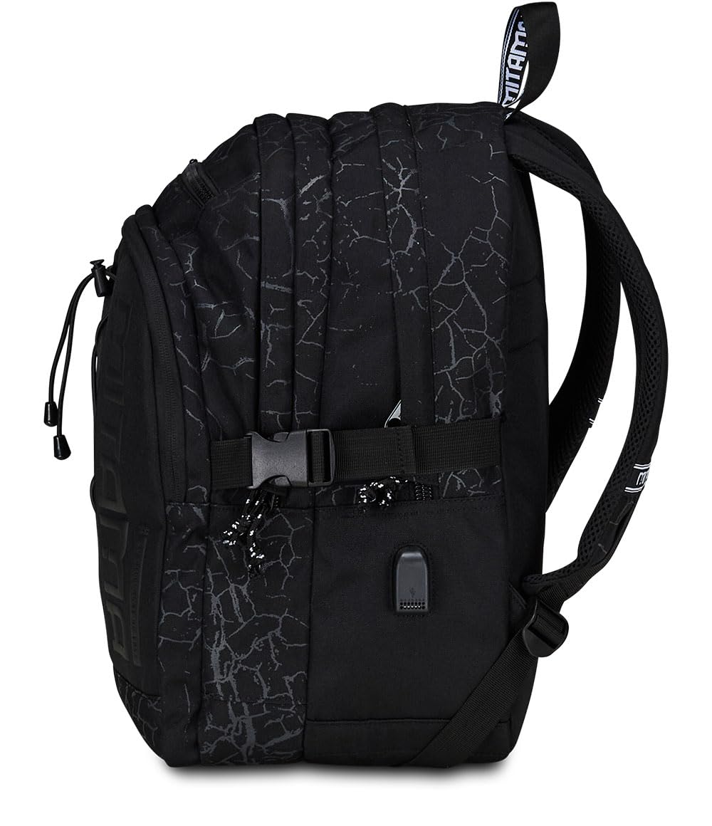 Mitama Zaino Triplo Scomparto Black Cracks con Tasca porta PC, Nero, Scuola Elementare e Tempo Libero, Bambina Ragazza