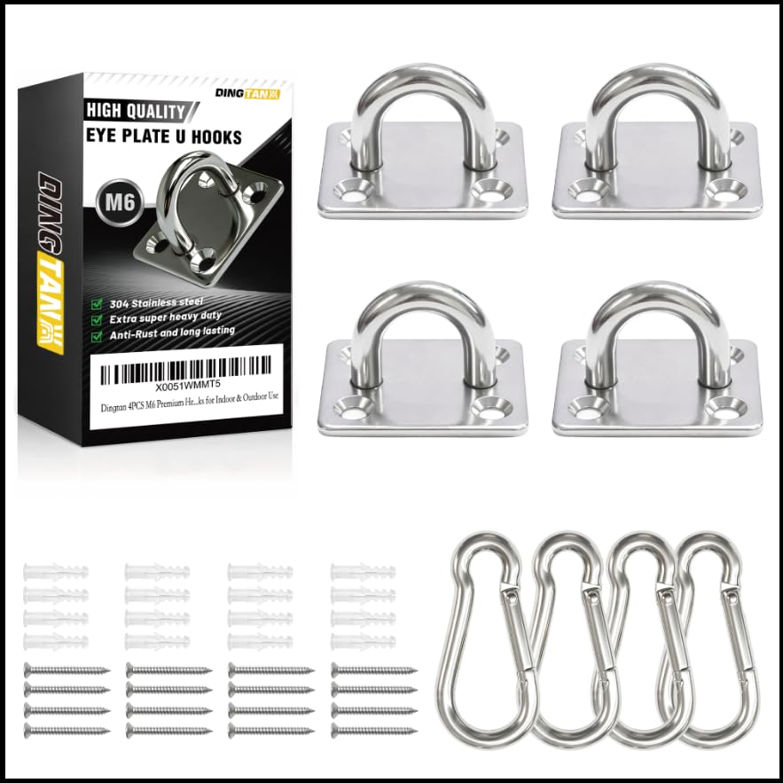Dingtan 4 Pack M6 Stainless Steel Pad Eyes