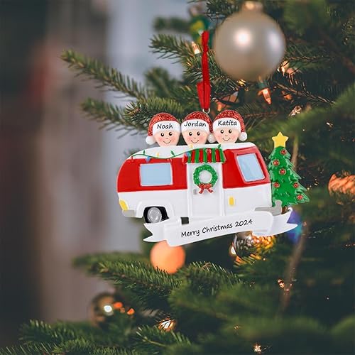 Vista 14 de MAXORA Familia de 2 adornos de Navidad personalizados – RV Motorhome Family Road Trip Ornamento con árbol de Navidad