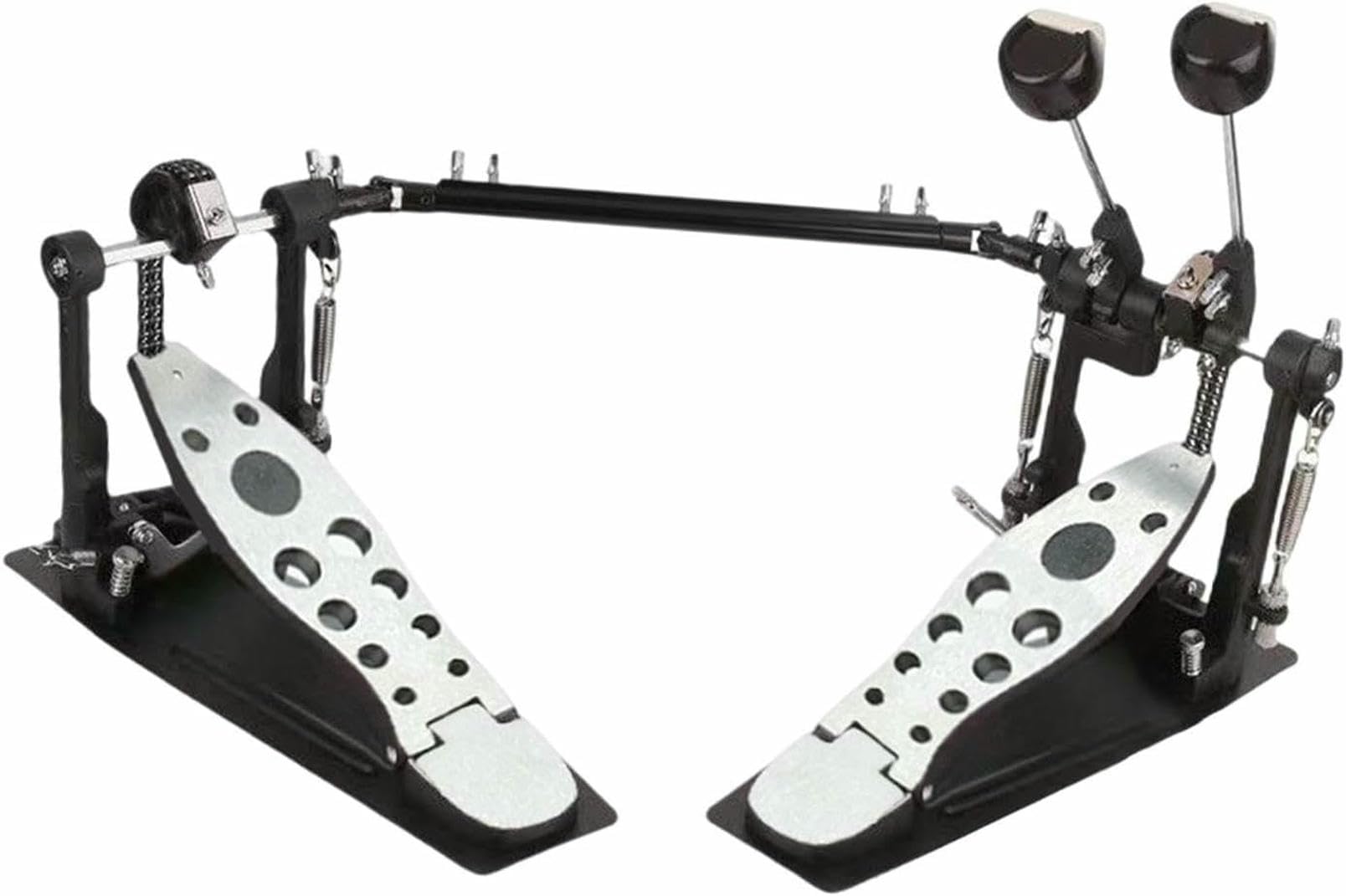 Doppio pedale per grancassa, molla e pedana completamente regolabili, piastra di base in gomma antiscivolo, compatibile con kit acustici ed elettronici