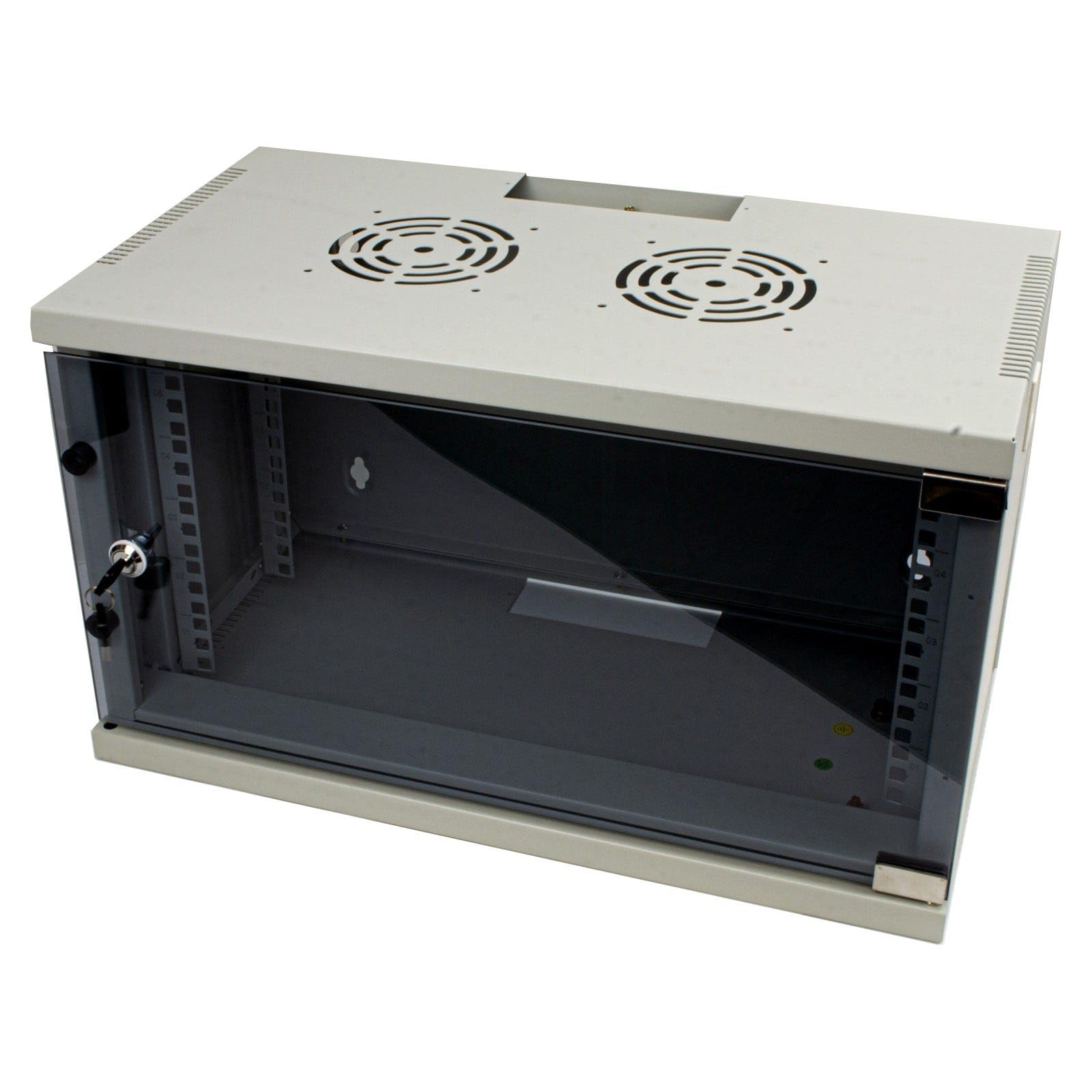 kenable Armoire Rack Murale 19 Pouces 6U 300mm en Kit Démontable avec Porte Vitrée Verrouillable Gris
