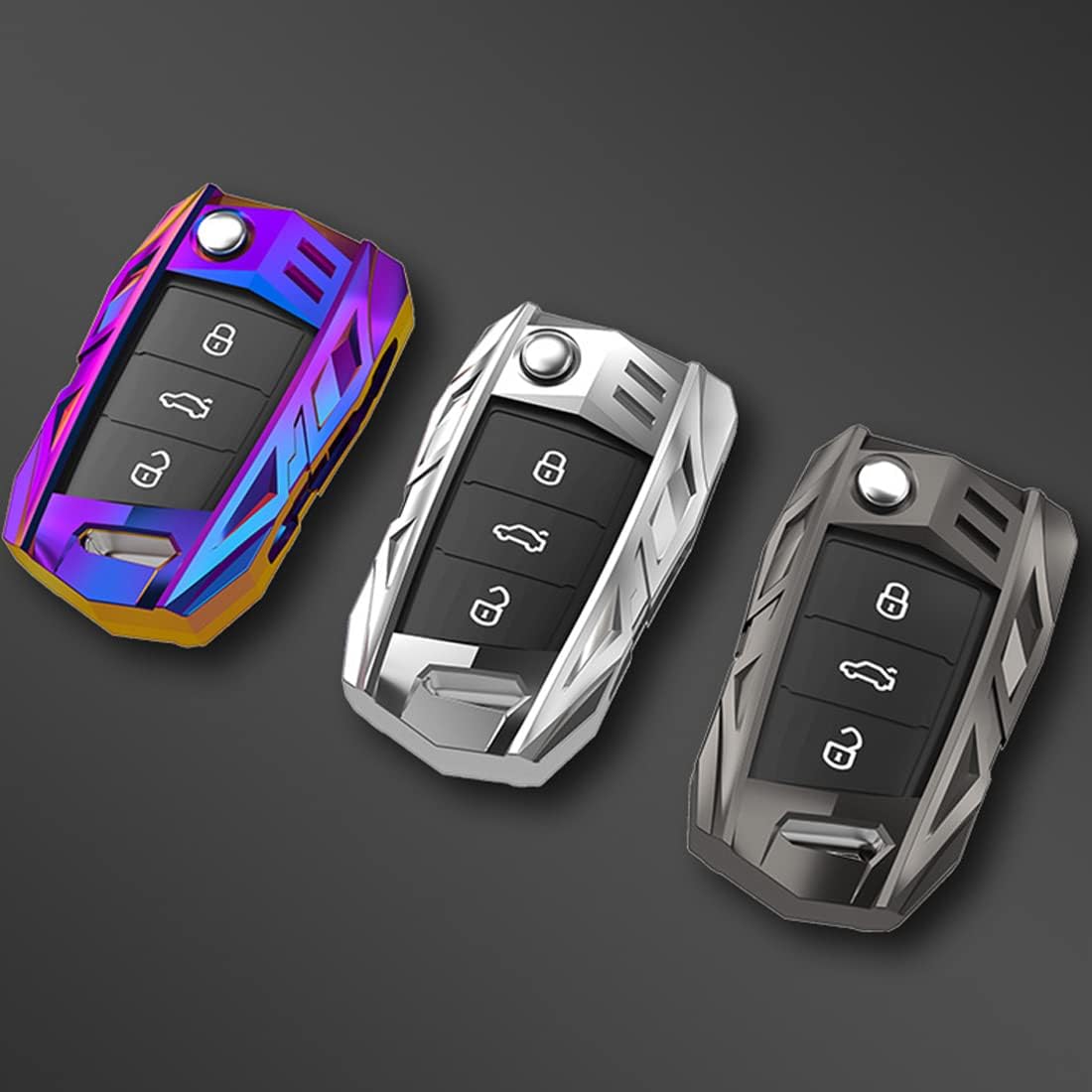 Zinc Alloy Smart Car Key Fob Case Cover Holder for Volkswagen VW Tiguan Jetta GTI Atlas Golf Polo With Keychain