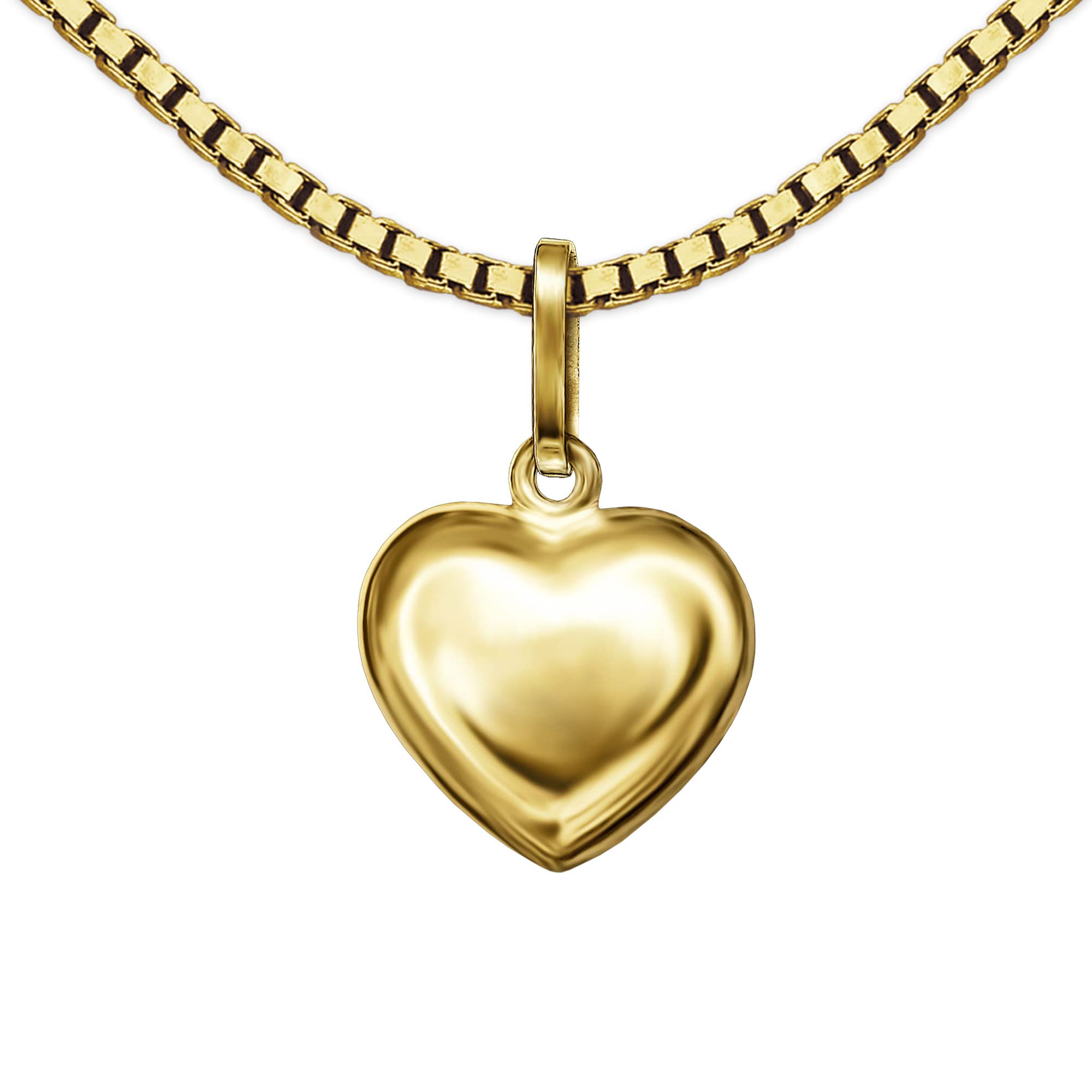 CLEVER SCHMUCK -SET Gold pendant "mini-heart 8 x 8 mm on both sides slightly curved closed" in 333 gold and gold Venezia chain 45 cm for women (F)