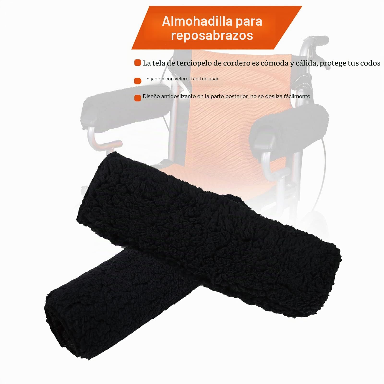 Almohadillas para reposabrazos para sillas de Ruedas, 2 Unidades de reposabrazos, Fundas Acolchadas de Espuma viscoelástica, Accesorios para sillas de Ruedas para Personas Mayores y Adultos (Negro)