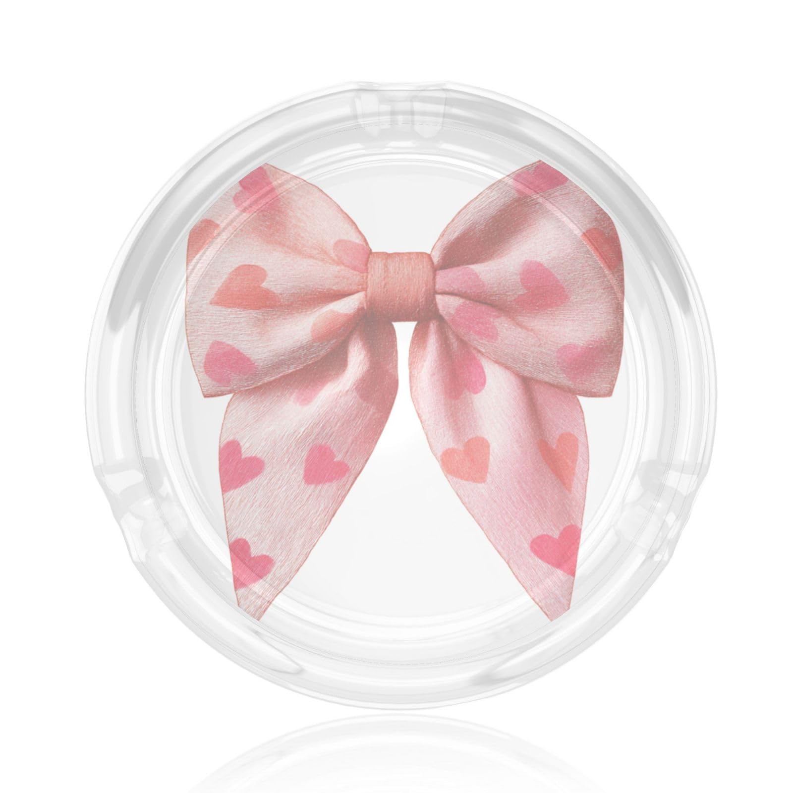 Red Heart Pattern Coquette Bow For Valentine Glass Ashtray For Cigarettes Ash Trays Case For Home Office Decor