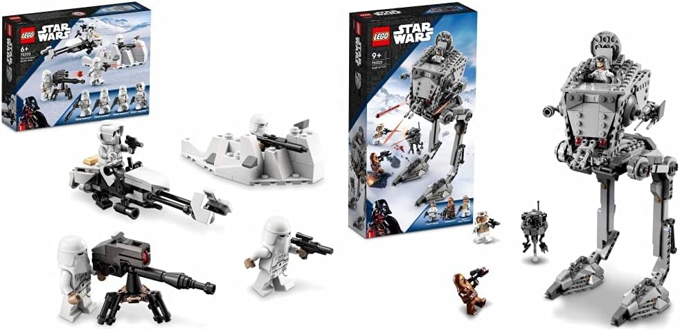 LEGO 75322 Star Wars AT - ST de Hoth, Set de Juego con Walker, Chewbacca y Figura de Droide + 75320 Star Wars Pack de Batalla: Soldados de Las Nieves