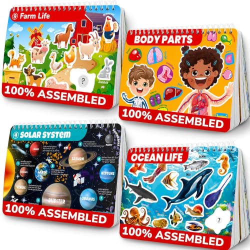 Image of Montessori Busy Book for Kids Ages 4-8 - 4 Velcro Toddler Busy Book 3-5