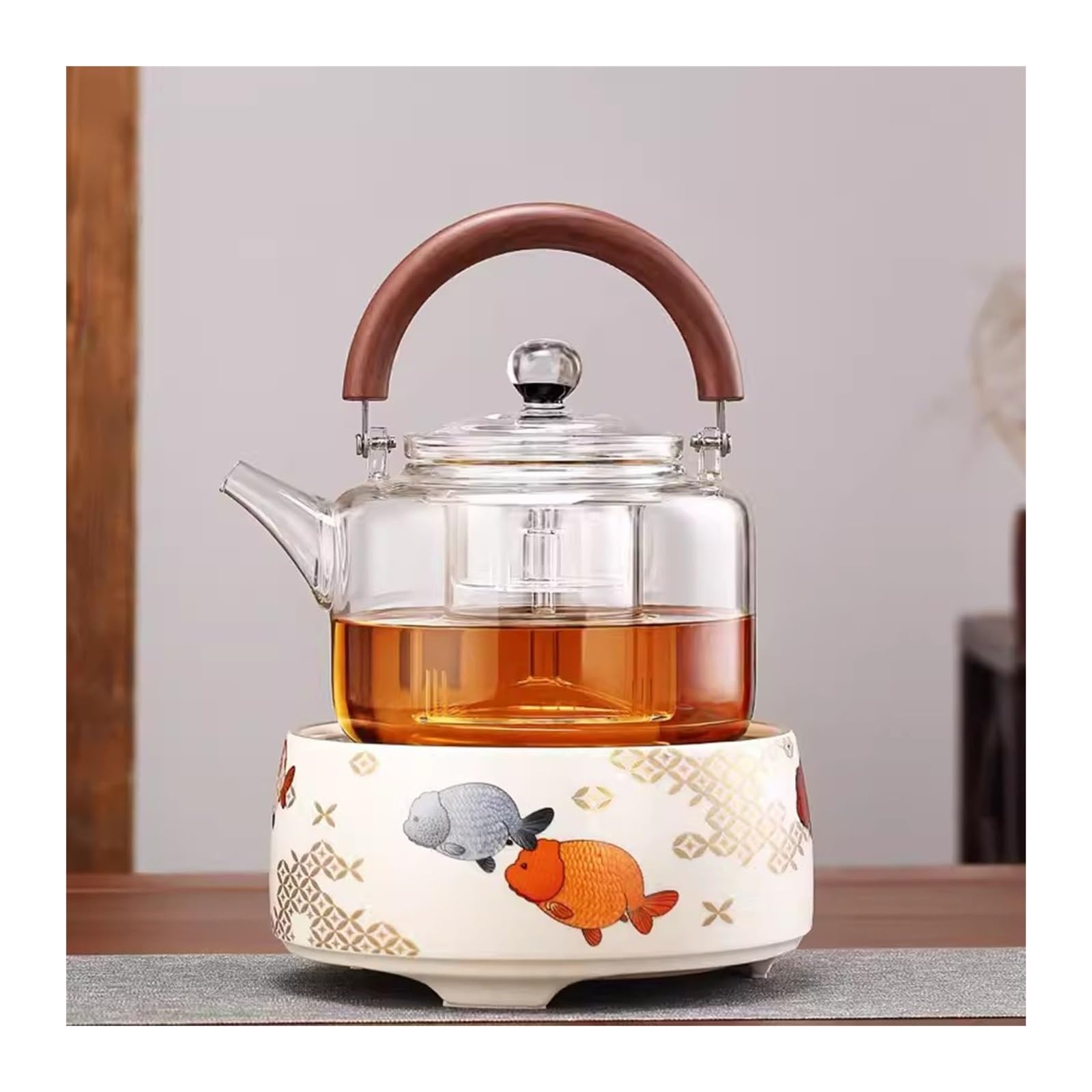 Teiera Teiera in vetro Set fornello elettrico in ceramica Cottura a vapore e bollitura Bollitore speciale for tè nero bianco integrato di grande capacità