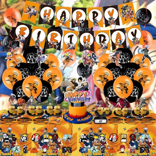 174 Anime Birthday Party Supplies Decoration Includes Banner, Tablecloth, Cake Toppers, Napkins, Plate, Headband, Cupcake Toppers, Stickers, Balloons, Party Decorations For Boys #TOP4