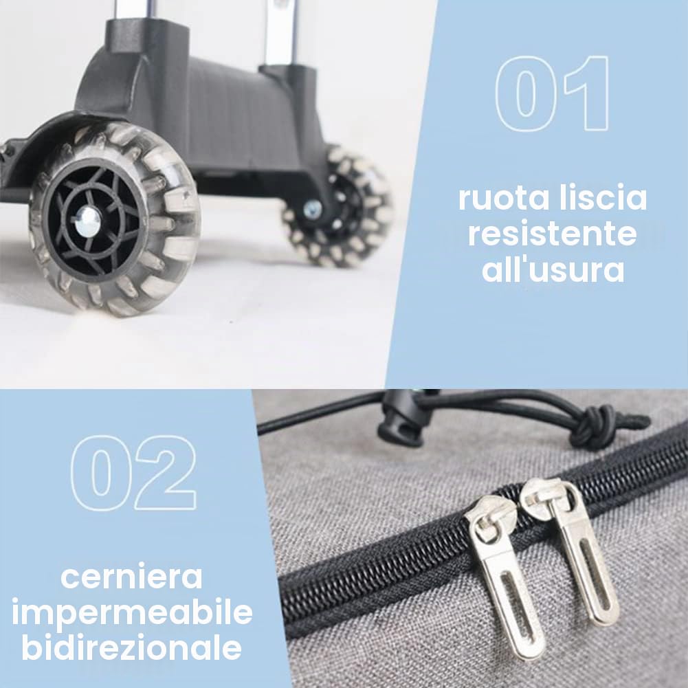 Borsa termica termica pieghevole estesa, scatola isolata con maniglia, dispositivo di raffreddamento portatile per bevande con ruote, borsa termica impermeabile per picnic, campeggio, grigio