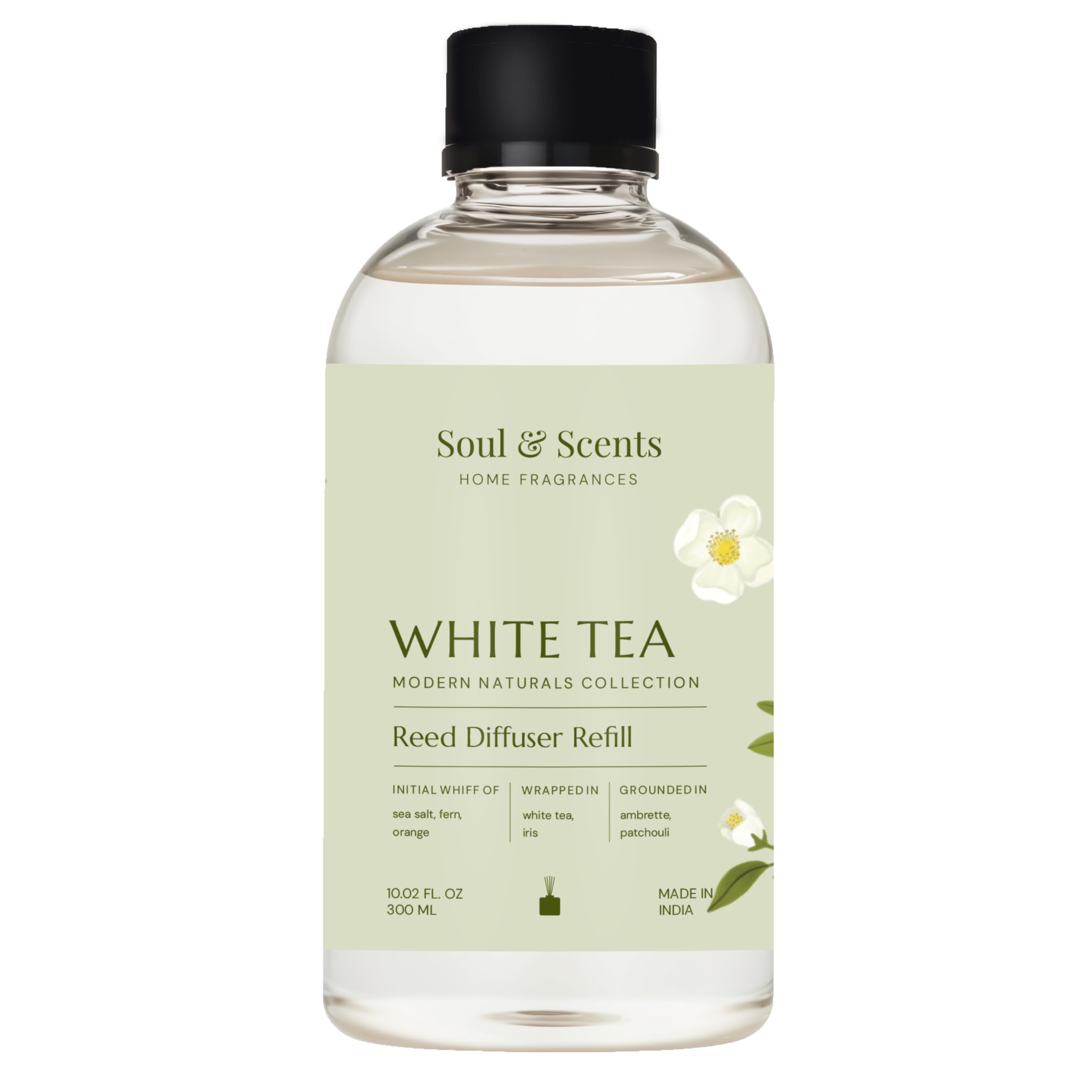 Soul & Scents Reed Diffuser Refill for White Tea Fragrance | Free 12 Fiber Reed Sticks | Long Lasting | Smoke Less Room Freshener for Home, Bedroom, Living Room & Office | 300ml-image-25