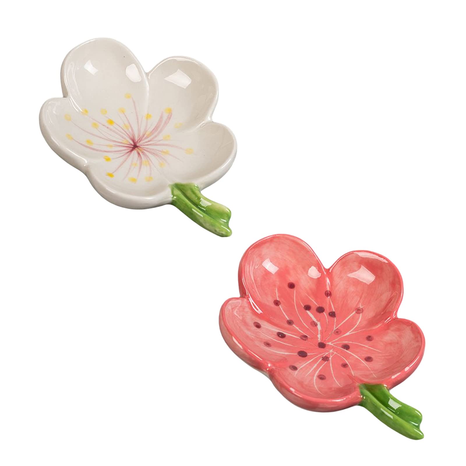 AYAROS 2 Pack Ceramic Flower Shaped Soap Dish with Self Draining Vintage Flower Decorative Sink Soap Dish Tray Drainable Soap Box Container for Bathroom Shower