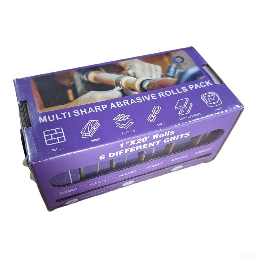 Rollo de cinta de lija de óxido de aluminio, abrasivo con respaldo de tela de alta precisión para pulido de madera y metal, rollo de papel de lija flexible antiobstrucción de 25 mm x 8 m, varios (C)