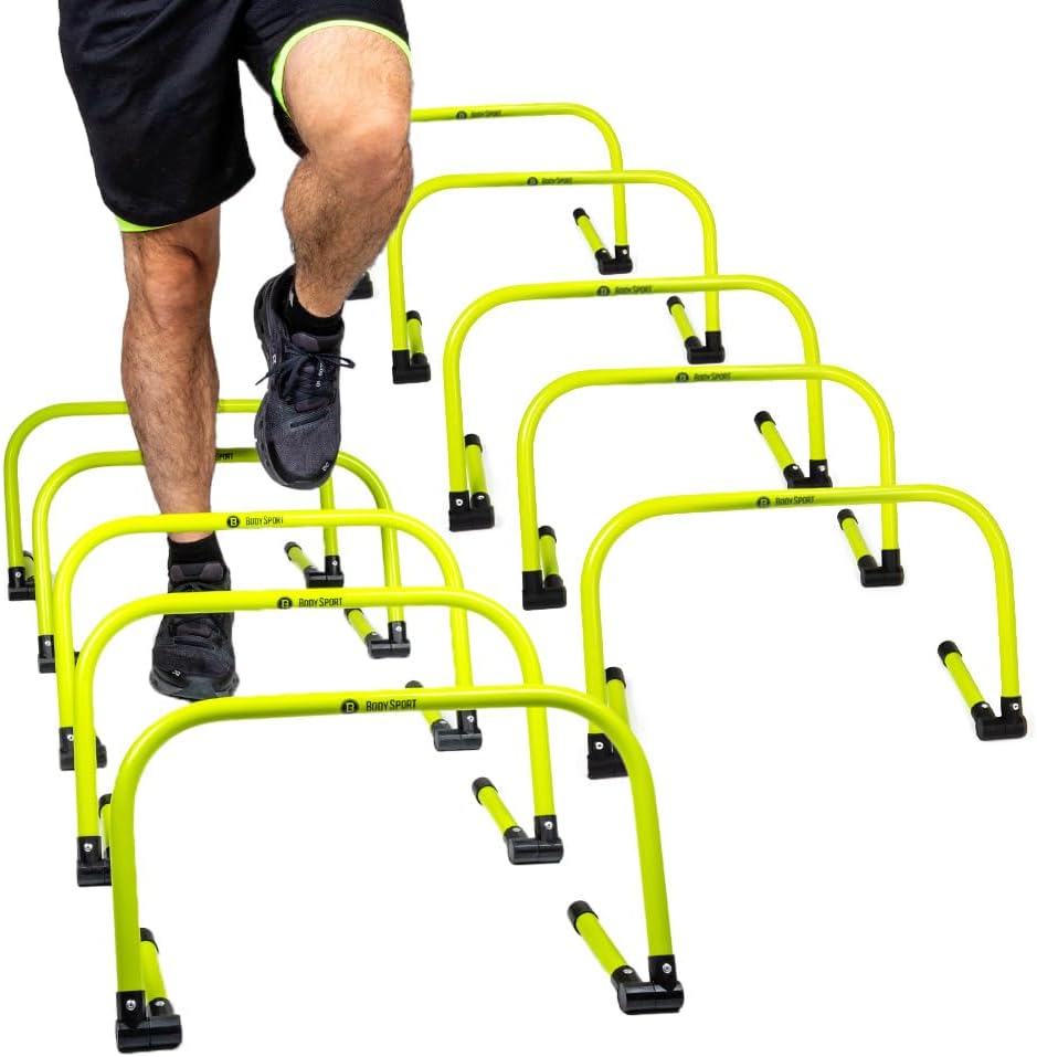 Body Sport Adjustable Athletic Speed Training Hurdles, Jumping & Speed Training Fitness Equipment, Hurdles for Track & Field, Basketball, Soccer & More