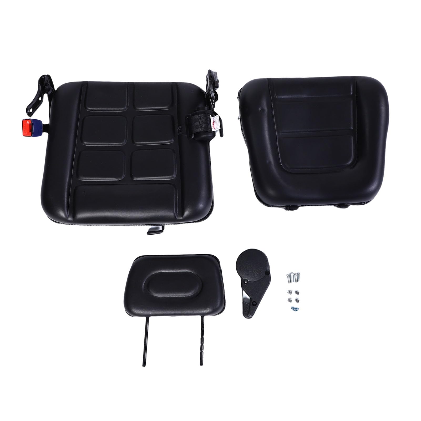 Jeffergarden Sedile per Trattore Universale Sedile per Carrello Elevatore in Pelle PVC con Schienale Regolabile Binario di Scorrimento da 30 a 180 Gradi 3,15 Pollici per Tosaerba Skid Loader Terna