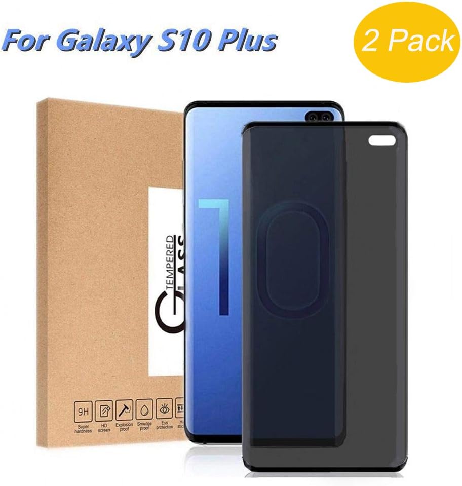 [2 Pack] Galaxy S10 Plus Privacy Screen Protector Tempered Glass,VIEE 3D Case Friendly 9H Anti Spy Invisible Glass Screen Protector for Samsung Galaxy S10 Plus(6.4inch)
