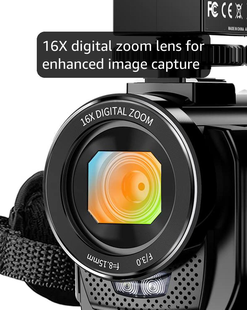 Video Camera Camcorder Digital YouTube Vlogging Camera Recorder FHD 1080P 24.0MP 3.0 Inch 270 Degree Rotation Screen 16X Digital Zoom Camcorder with Microphone,Remote Control and 2 Batteries