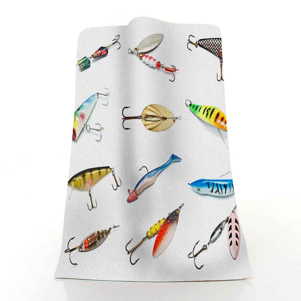Pehede Fish and Bait Bath Hand Towel Different Fishing Baits Soft Absorbent Hand Towels for Bathroom Kitchen Beach Spa Gym Yoga Swim Home Decor 15x30 in : Home & Kitchen