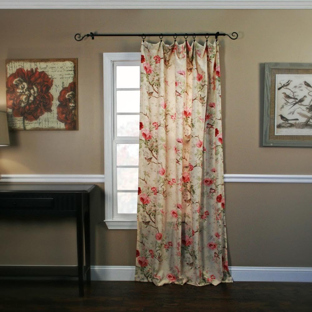 Ellis Curtain Balmoral Floral 48" x 63" Tailored Curtain Panel, Red, W 48" x L 63" (1 Panels)