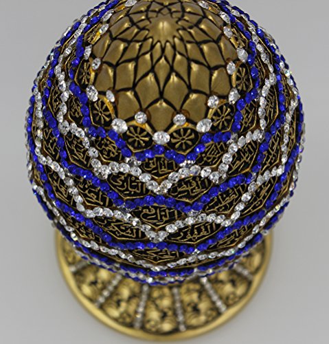 Islamic Table Decor Gold Egg Sculpture Figure Arabic 99 Names Of Allah Esma Asma Al Husna (Gold/Blue, 7.5In) #TOP5