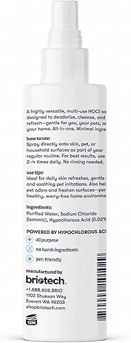 Vista 7 de BRIOTECH Pure Hypochlorous Acid Spray and Cleanser, Original Premium HOCl Topical Solution, Multi-Purpose Cleaner, Family Approved & Pet Friendly, 4