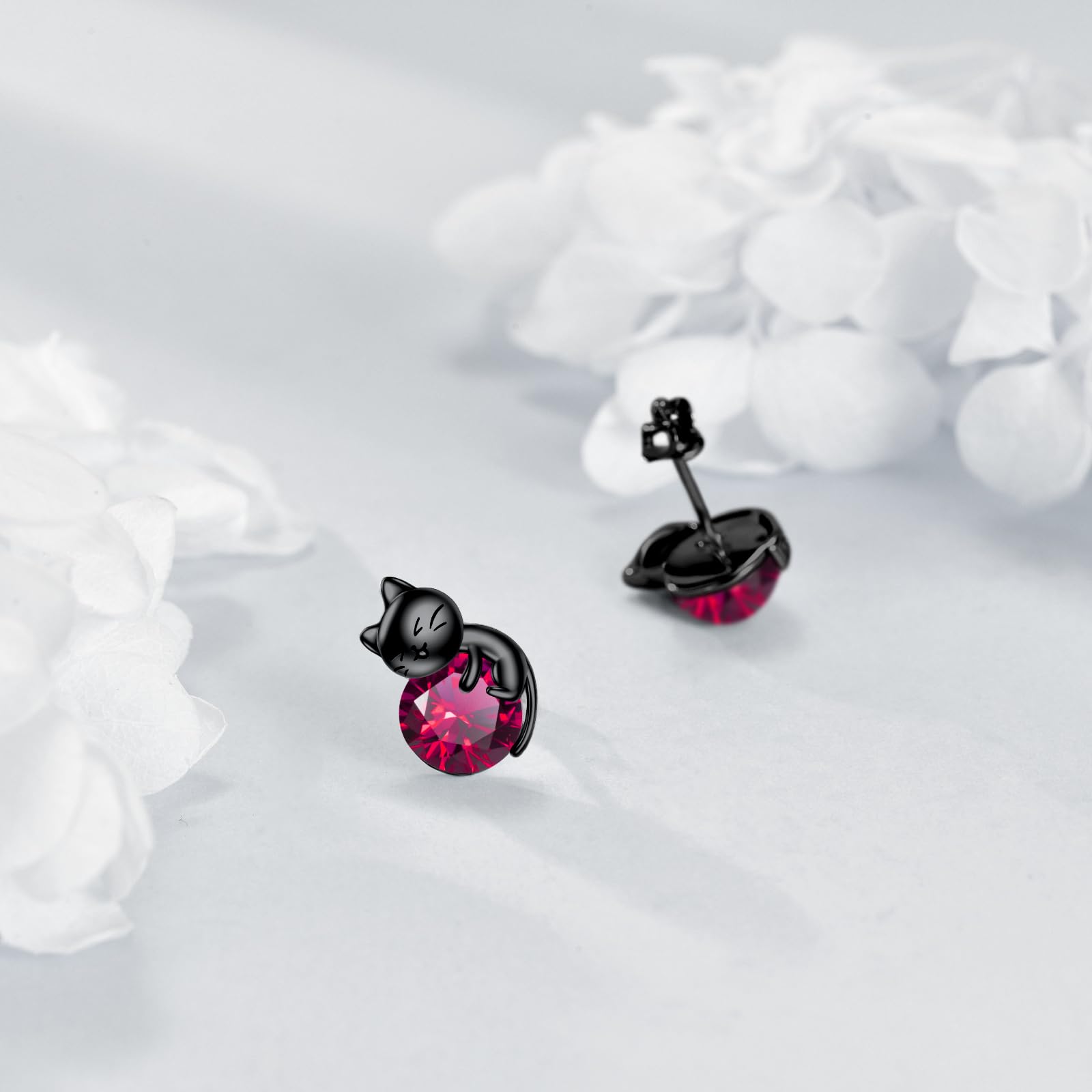 Vadmans Orecchini Gatto Nero in Argento Sterling - Pietra Portafortuna, Gioielli Regalo per le Donne