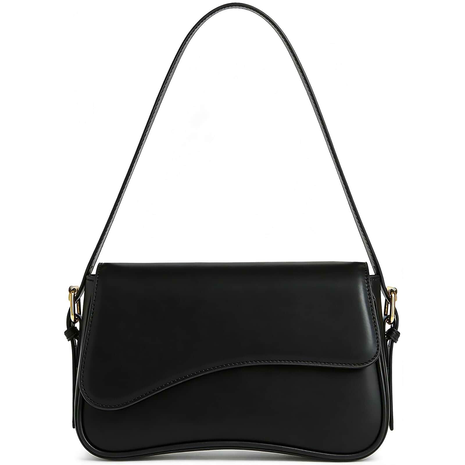 Amszke Shoulder Bag for Women Y2K Crossbody Purse PU Leather Underarm Handbag 2 Adjustable Strap for Daily Commute Travel