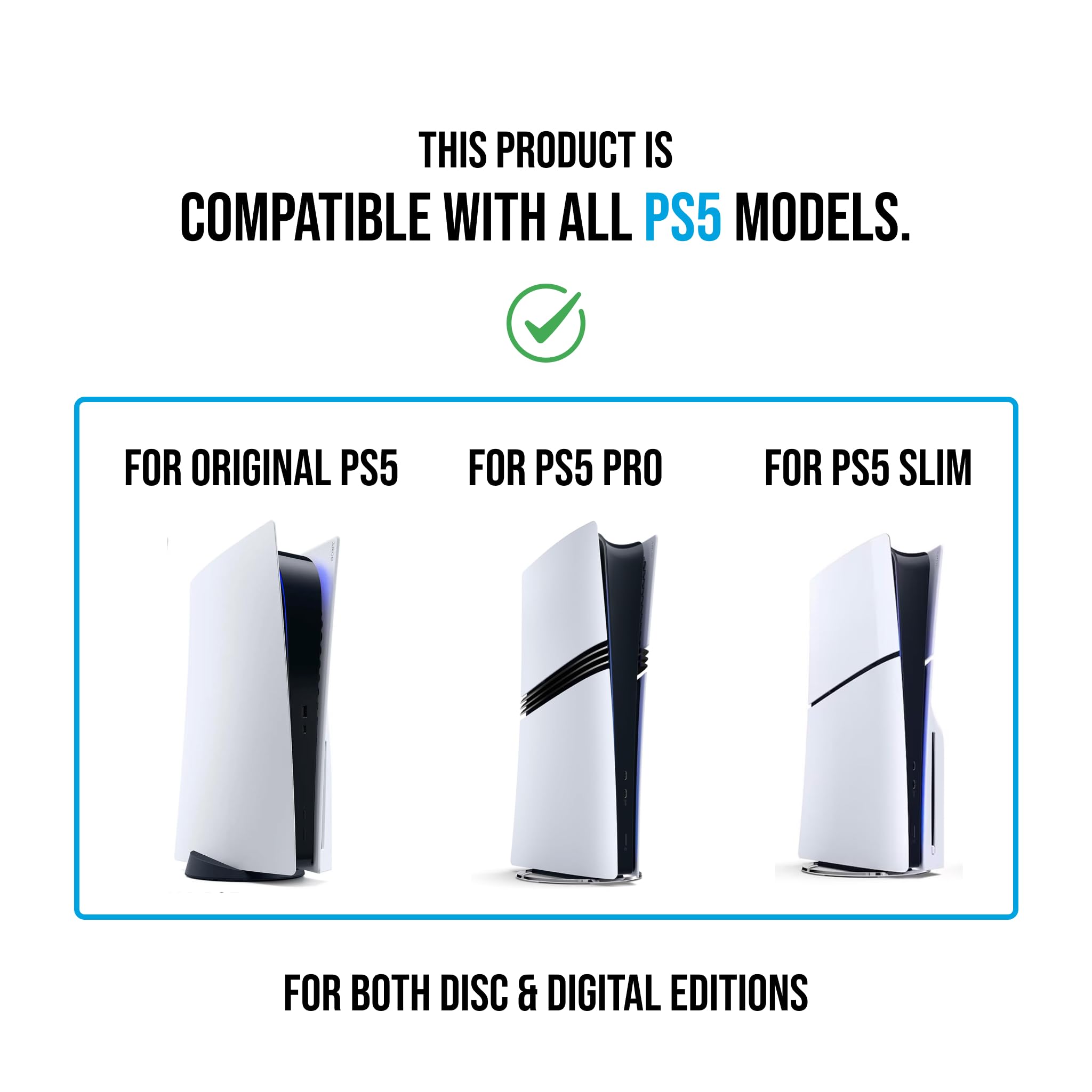 Glistco Supporto verticale invisibile per PS5, PS5 Slim e PS5 Pro – Supporto da tavolo per risparmiare spazio – Supporto verticale da scrivania per un posizionamento sicuro e stabile della console