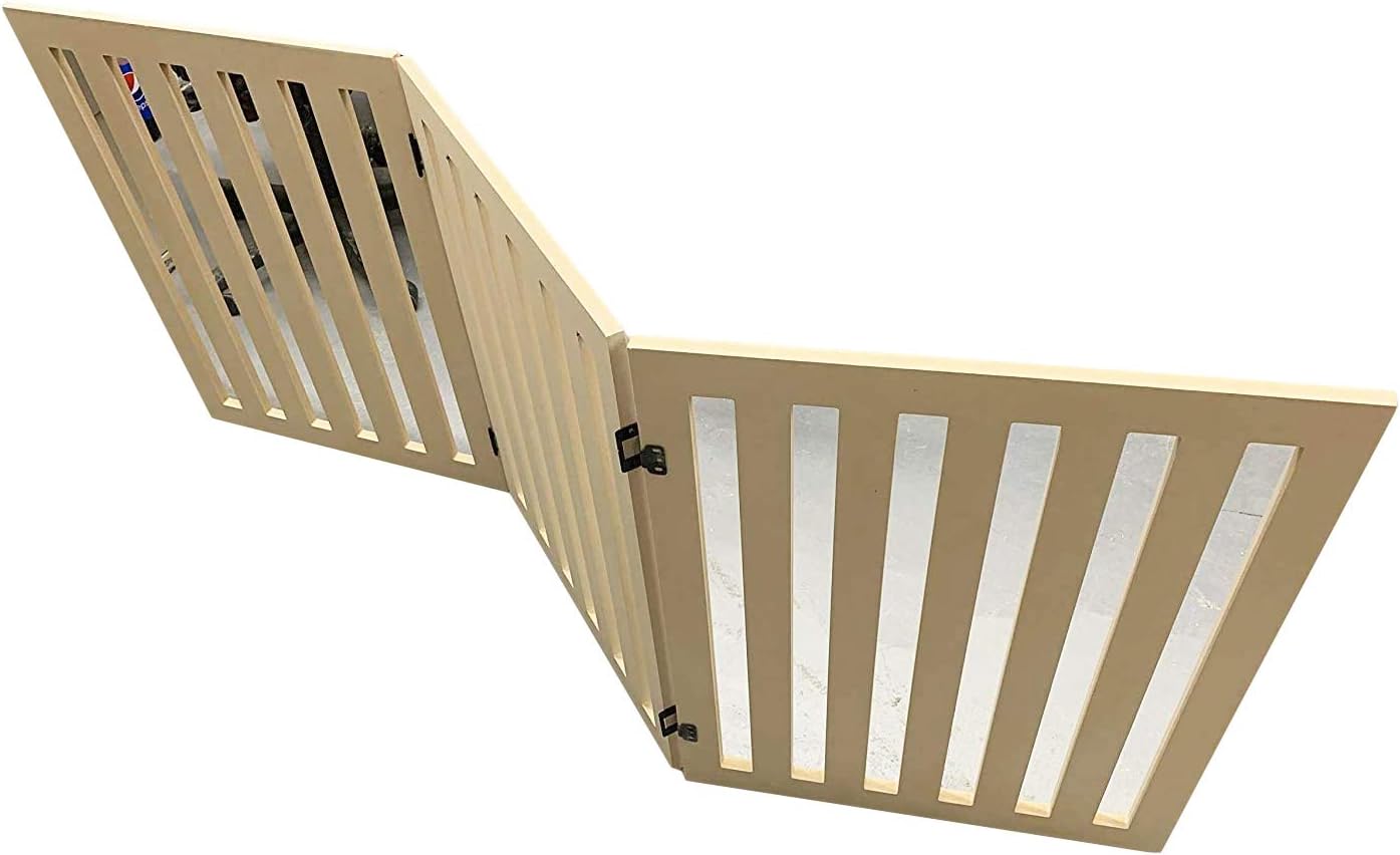 Wood Free Standing 4 Panel Pet Gate, Dog Fence 36 inch Tall