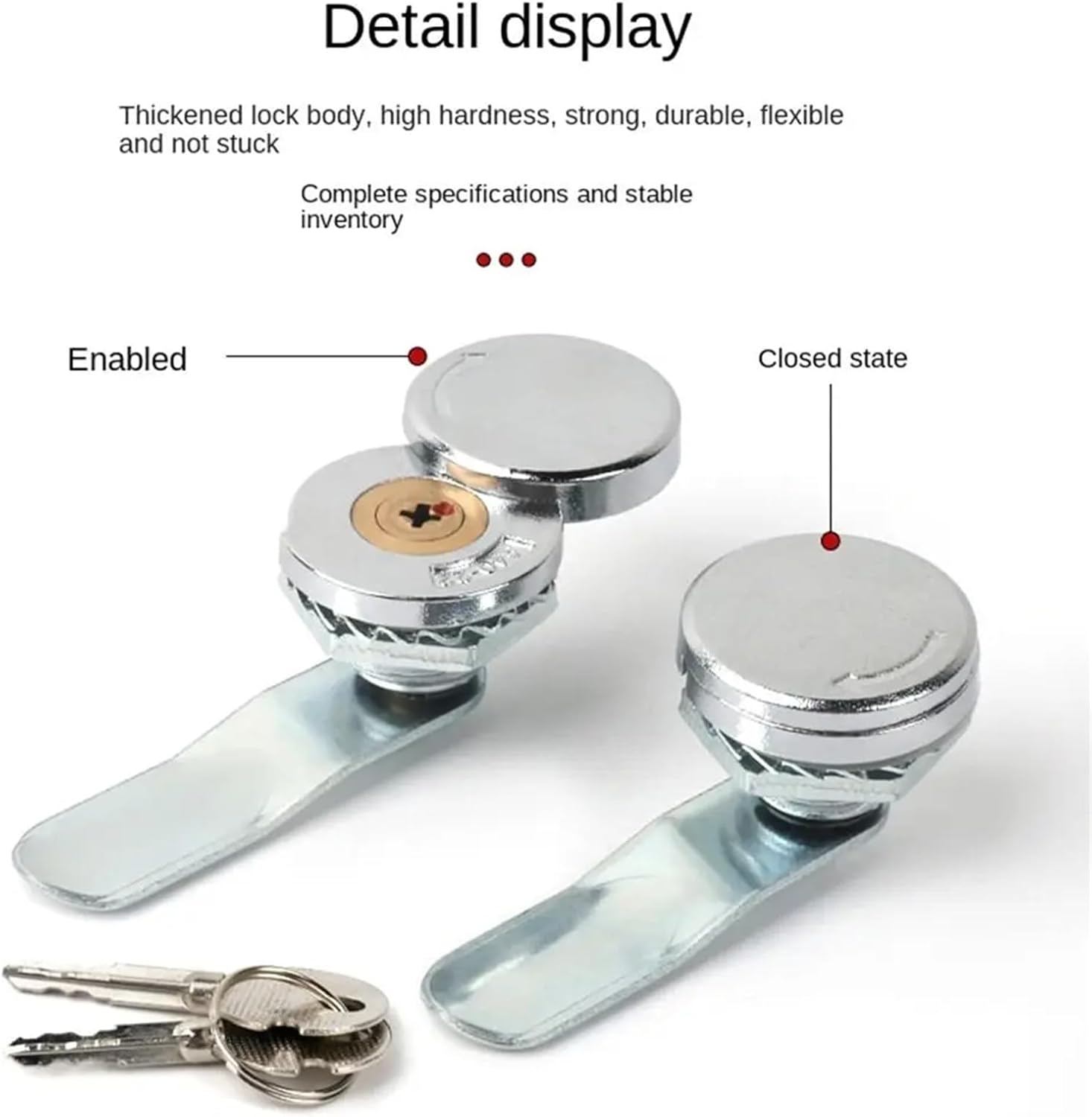 Zinc Alloy Door Lock Mechanical Hardware with Key Cam Cabinet 1Pcs