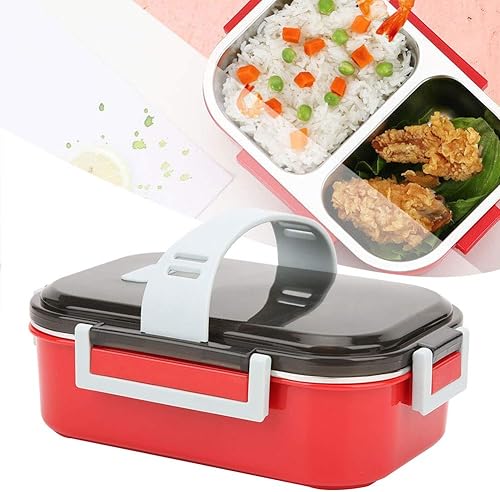 Miniatura 2 de Fiambrera portátil de acero inoxidable con orificio de ventilación y hebillas cortas para viajes al aire libre, camping, picnic, 23.7 fl oz 8.3 x