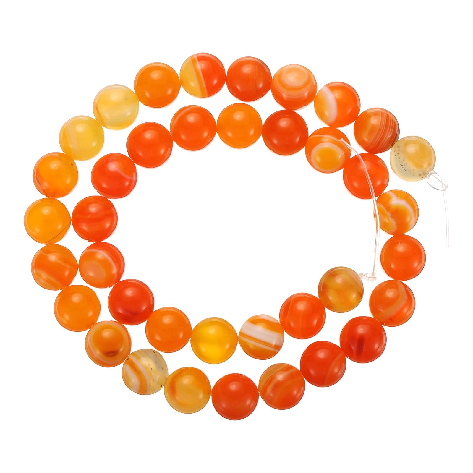 sourcing map Orange Agate Beads 10mm Natural Gemstone Beads, Smooth Round Loose Beads for Bracelet Jewelry Making DIY (1 Strand - 37pcs)
