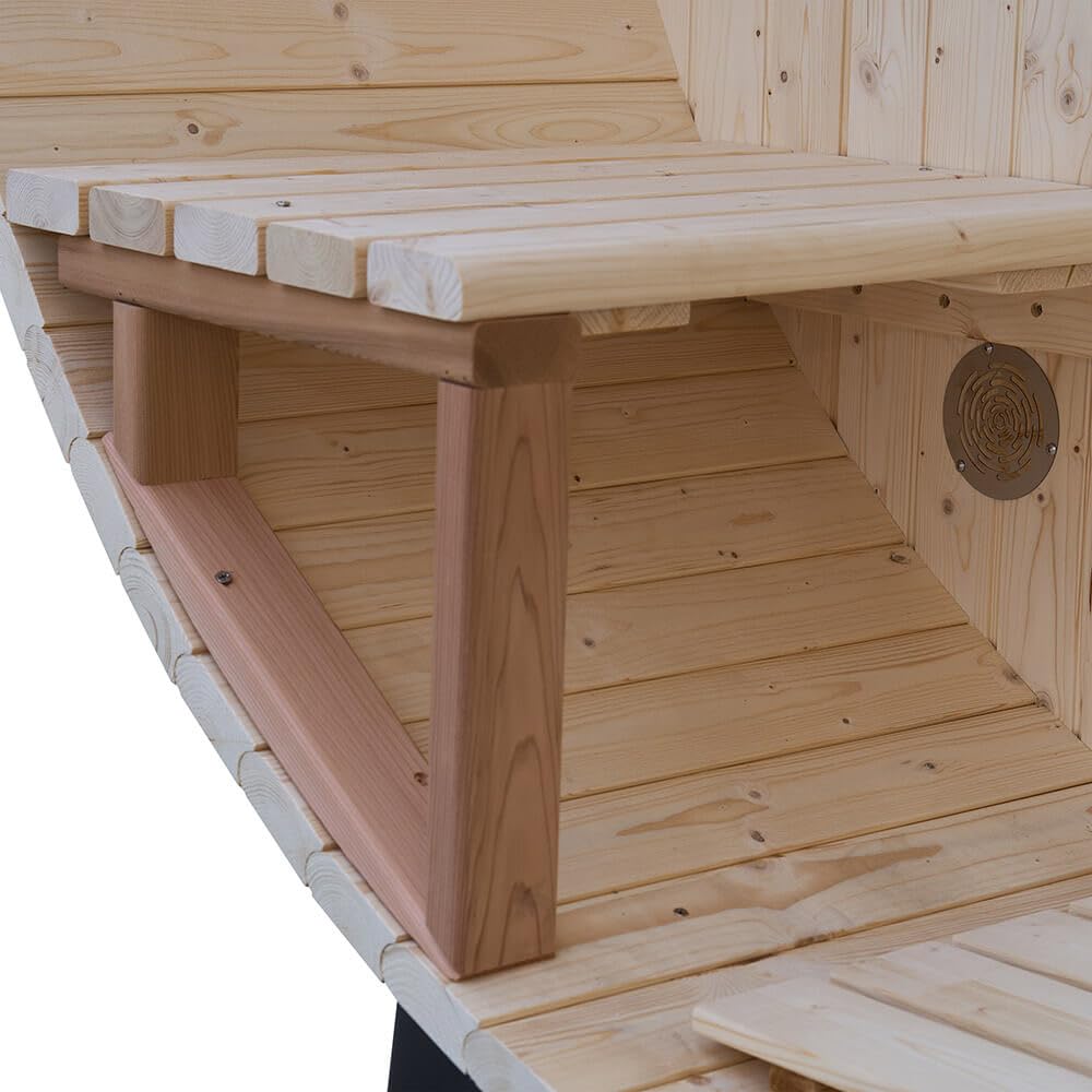 Home Deluxe Fasssauna mit Holzofen LAGOM DELUXE - Maße: ca. 210 cm x 240 cm I Fasssauna Holzofen, Fasssauna kaufen, Garten Sauna, Außensauna Holzofen, Outdoor Sauna, traditionelle Fasssauna, finnische
