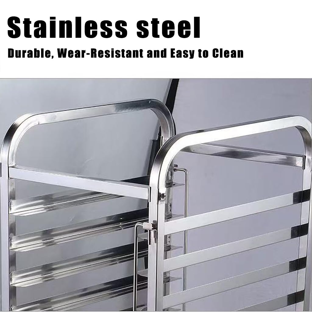 Scaffale per Il Pane a 16 Ripiani con Ruote - Scaffale di Essiccazione Professionale in Acciaio Inox, 2 colonne, 15 Ripiani, Adatto a panifici e ristoranti, Struttura Robusta, 2 colonne, 15