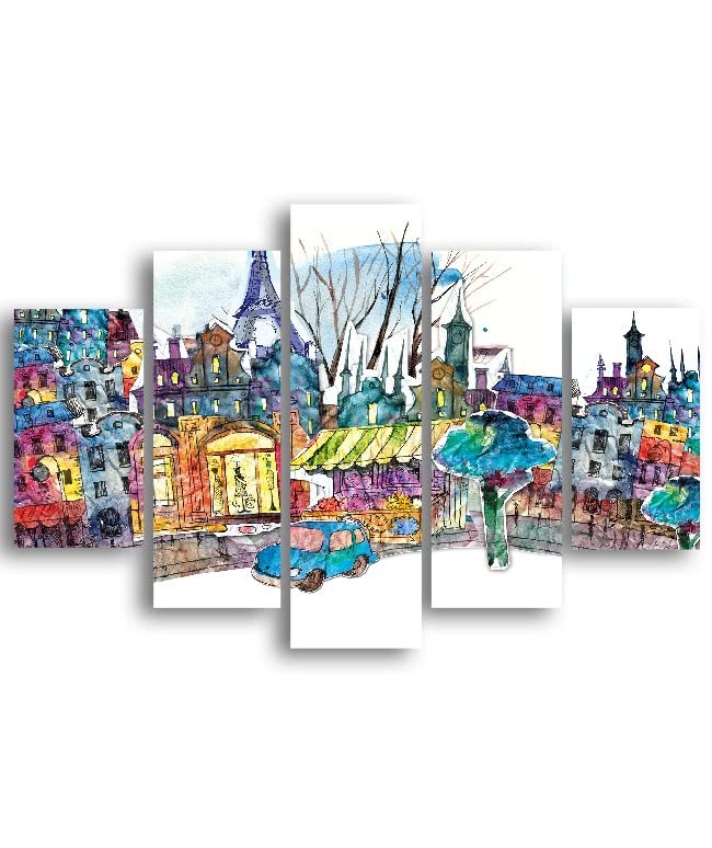Tableau Paris 5 pièces Homemania pour créer une ambiance urbaine chic dans votre salon