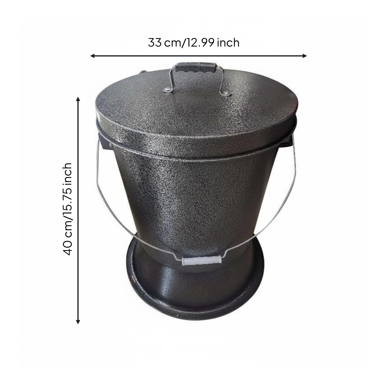 Qianly Contenitore Carbone Sigillato Robusto Secchio Cenere con Coperchio Facile da Pulire Secchio in Metallo con Coperchio per Ristoratori, Ristorante, Portatile