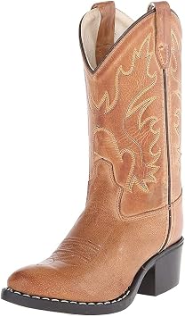 Old West Kids Boots Kids Unisex-Child J Toe Leather Embroidered Western Boots, Tan Canyon, 1 US Little