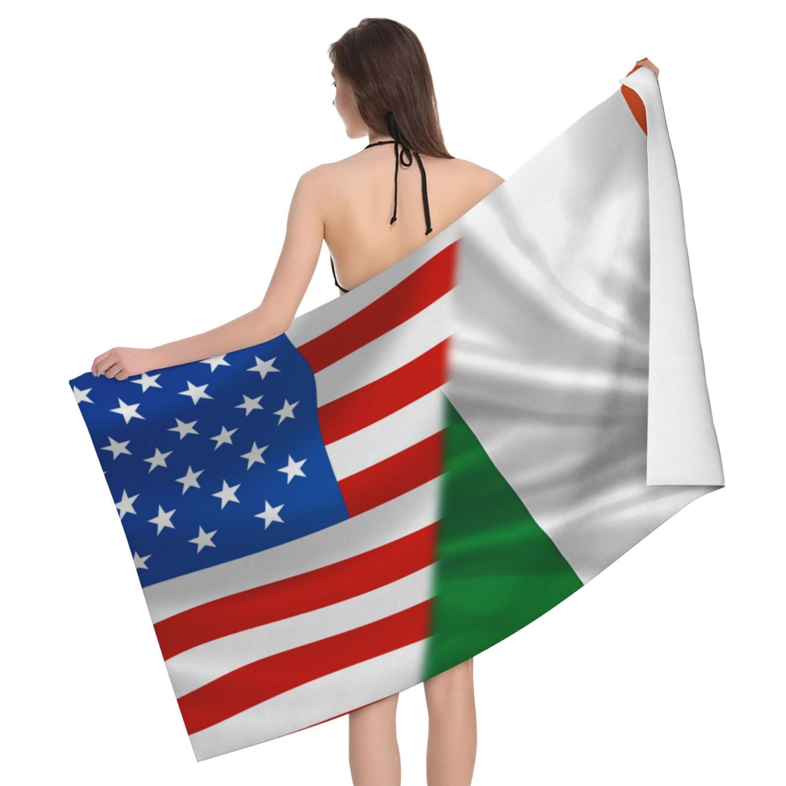HLBSDM Microfiber America Flag and Irish Flag Beach Towel Quick Dry Soft Sand Free Beach Towels for Pool Swim Beach Lightweight Thin Towels