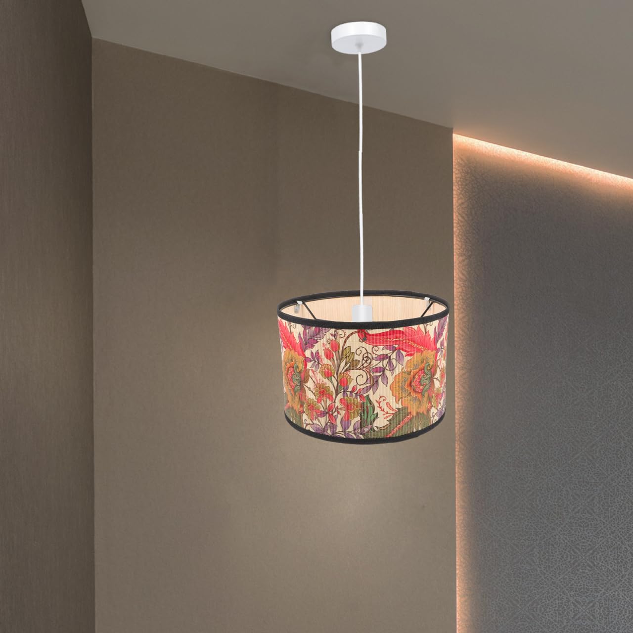 DOITOOL Paralume in Bambù 12 Pollici Con Design Stampato Floreale Paralume Per Lampada Da Tavolo Soggiorno Camera Da Letto Sala Da Pranzo Decorazione Interni Naturale Elegante