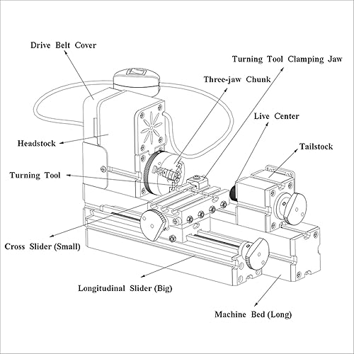 Miniatura 9 de ZHRUI Torno miniatura totalmente metálico 36W 20000rpm Mini máquina de torno de metal didáctico para artesanía de carpintería aficionada