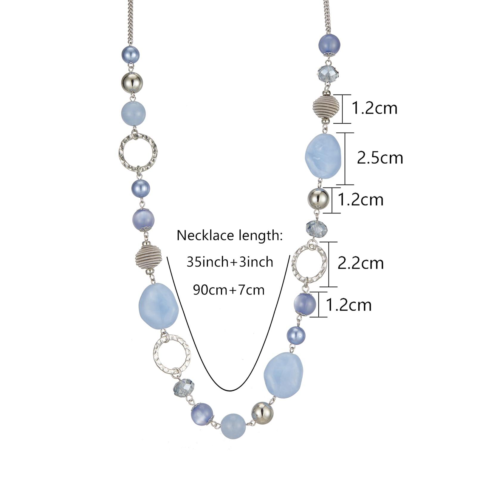 FULU AUTUMN Collana di perle lunga in argento – Collana boheme con cristalli e perle in pietra naturale, gioielli fantasia, idea regalo per la festa della mamma