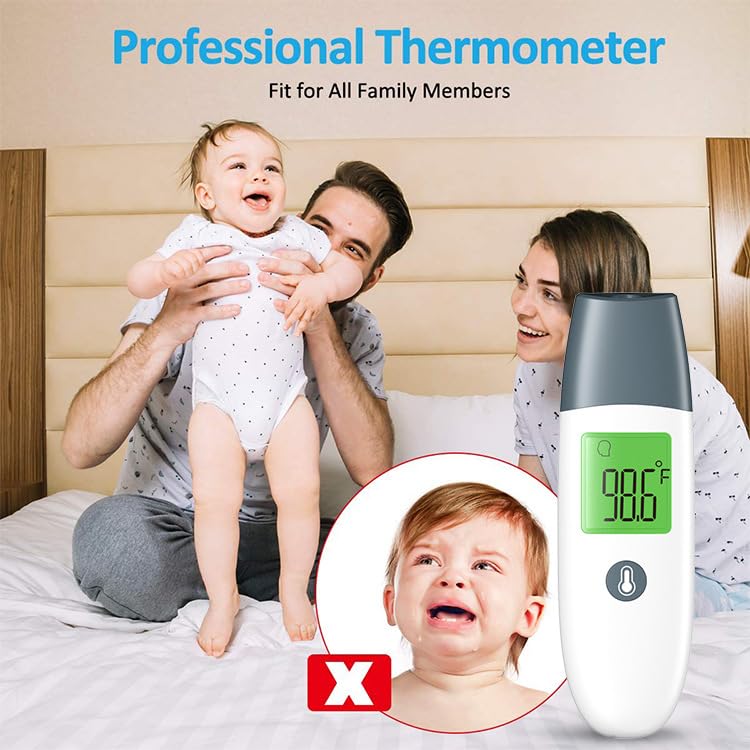 mini Forehead Thermometer for Adults and Baby, LED Display for Home, Thermometer with Fast 1 Second Reading, Rechargeable Thermometer with Fever Alert, Silent Mode