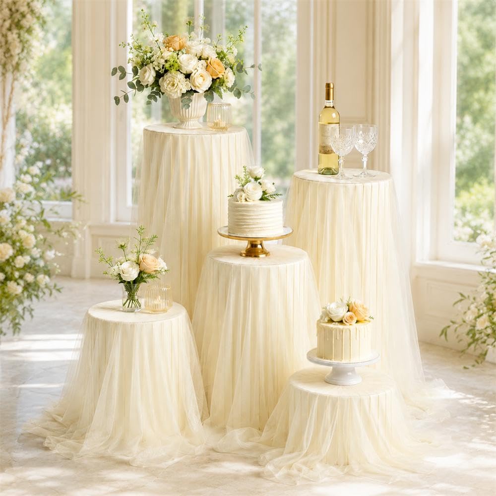 Lot de 5 supports cylindriques pour fête avec disque acrylique
