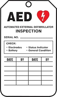 Accuform TRS345CTM PF-Cardstock Inspection & Status Record Tag, Legend "AED AUTOMATED External", 5.75" Length x 3.25" Width x 0.010" Thickness, Red/Black on White (Pack of 5)