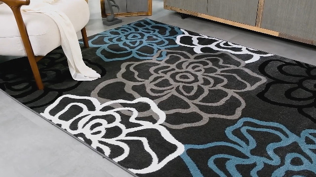 Tapete Floral Moderno Gris Oscuro 6'6" x 9' miniatura 7