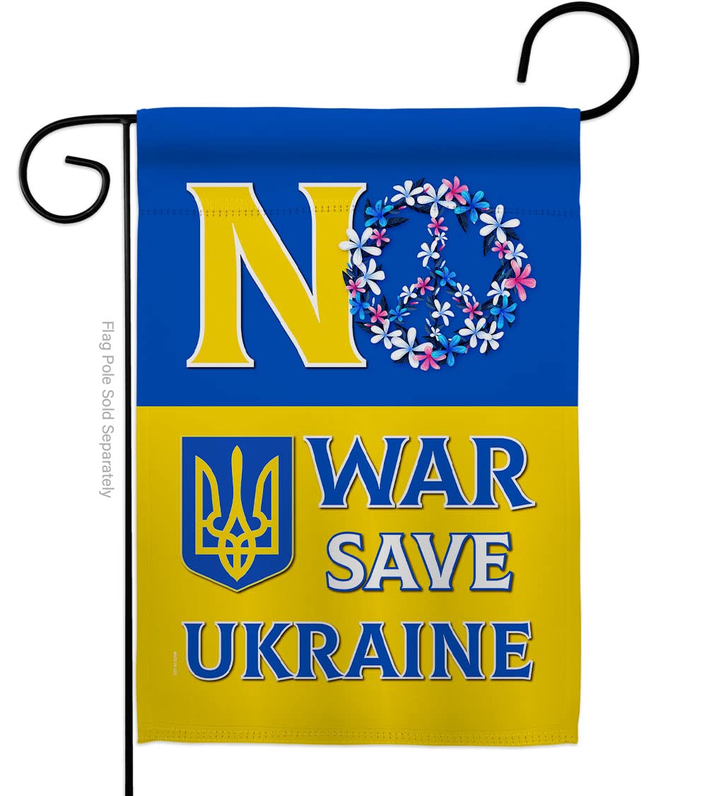 Breeze Decor No War, Save Ukraine Garden Flag Support Cause House Decoration Banner Small Yard Gift Double-Sided, Made in USA