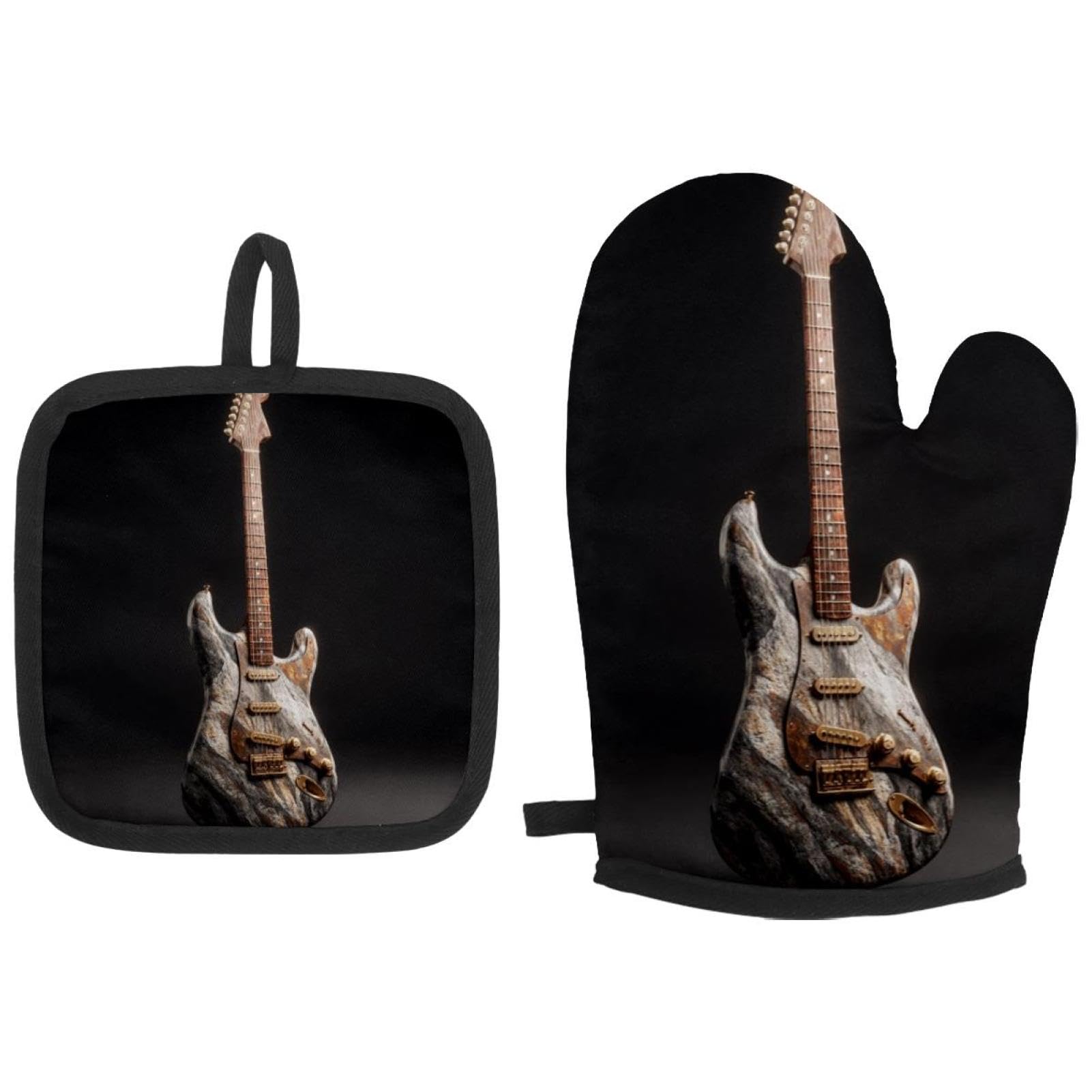 Gants de cuisine guitare résistants à la chaleur maniques four micro-ondes