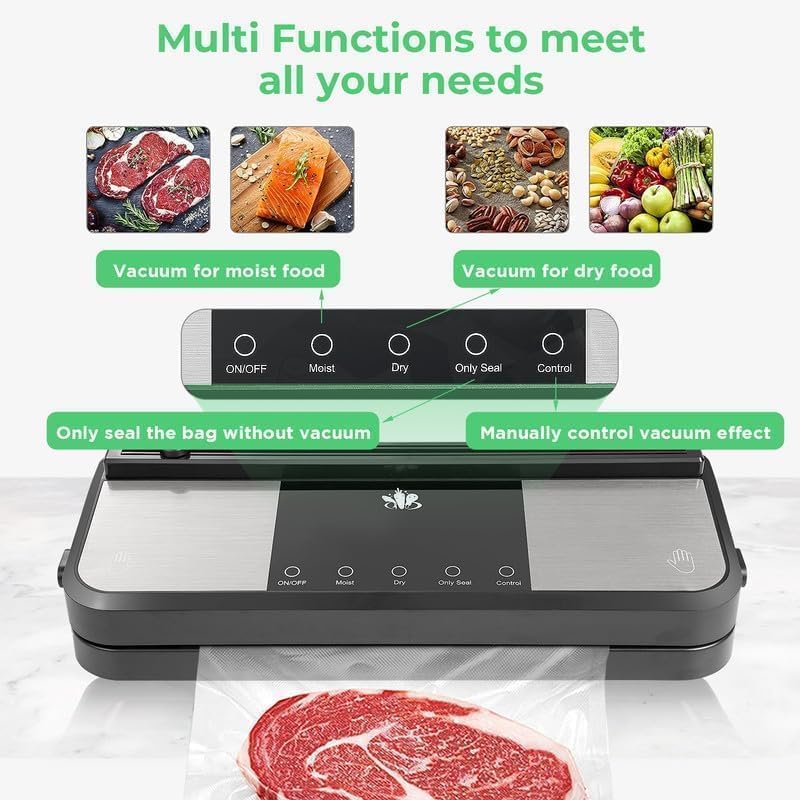 Miniatura 2 de Etunia - Sellador al vacío inalámbrico, máquina recargable de sellado al vacío para almacenamiento de alimentos secoshúmedos para extender frescos,